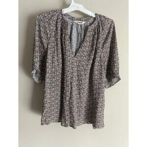 BODEN Smocked V-Neck Blouse All Over Paisley Print top size US14